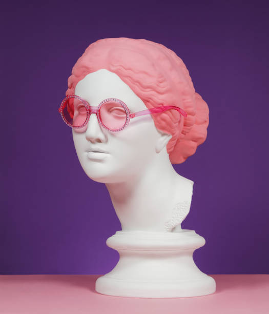 Greek Goddess with pink eyeglasses stock photo