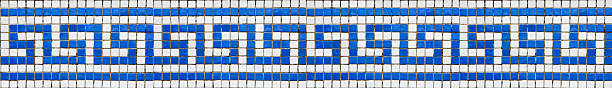 Greek key pattern mosaic Photo of real mosaic depicting the classical Greek key pattern. Will tile seamlessly end-to-end. classical greek stock pictures, royalty-free photos & images