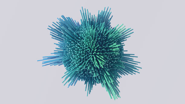 Green and blue morphing sphere. Abstract illustration, 3d render. stock photo