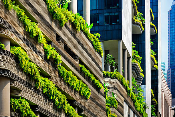vert architecture de ville de singapour - architecture ecologie photos et images de collection