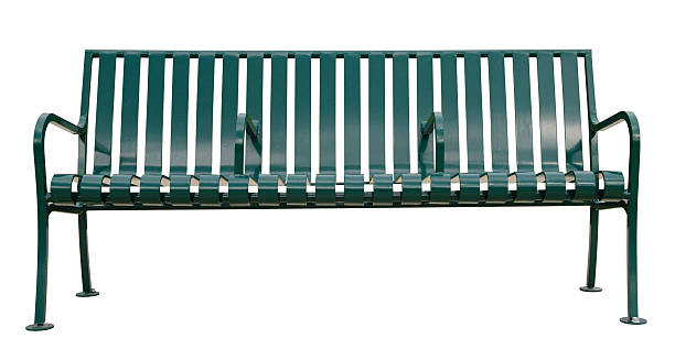 Green Bus Bench with Paths stock photo