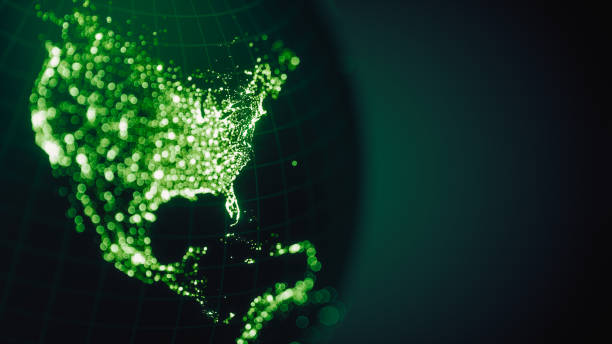 green earth city lights bokeh-nordamerika (världskartan krediter till nasa) - earth green background bildbanksfoton och bilder
