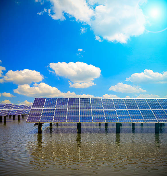 Green energy and sustainable development of solar energy stock photo