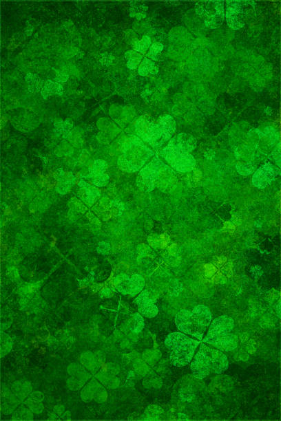 Green grunge shamrock background stock photo