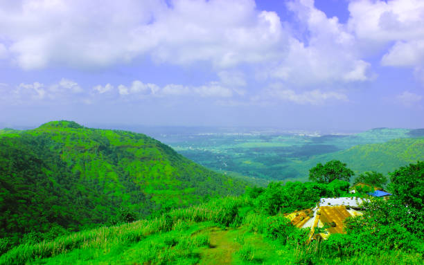 Green hills in Western Ghats, India stock photo