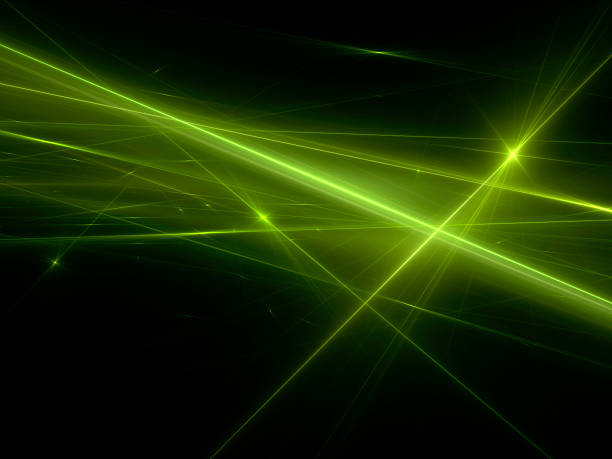 Green laser lights effect in black background stock photo