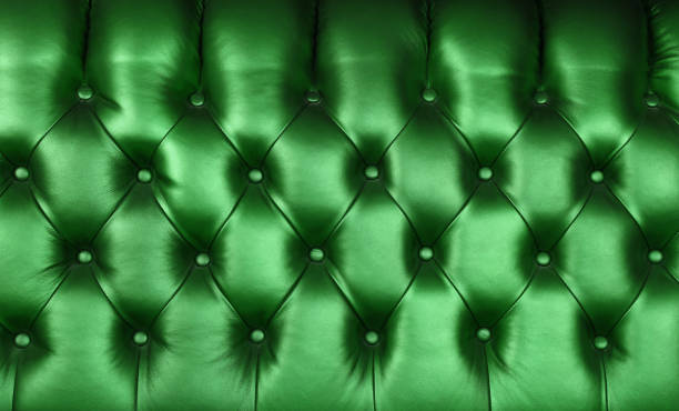 Green leather capitone background texture stock photo
