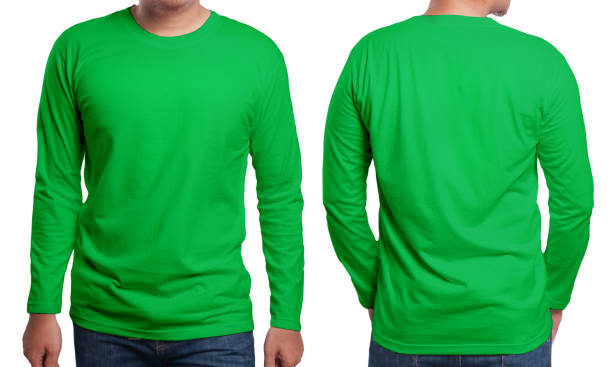 vert long sleeved shirt design template - mockup vêtement enfants robe photos et images de collection