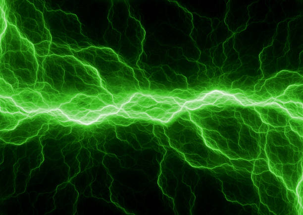Green power, electrical lightning concept stock photo