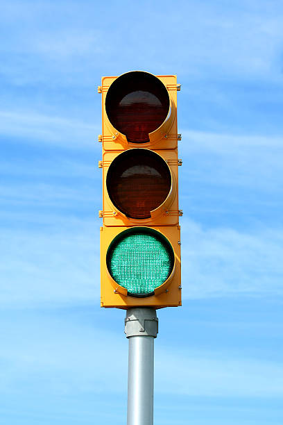 Green traffic signal light stock photo