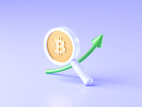 green up arrow and lens with gold bitcoin isolated on blue background picture id1348137553?b=1&k=20&m=1348137553&s=170667a&w=0&h=ya1UpzGWQIvEgP3kG7uGNMdbnMxQWS0ZXWTT6lhW0Ao=