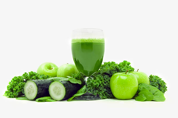 Green vegetable juice stock photo