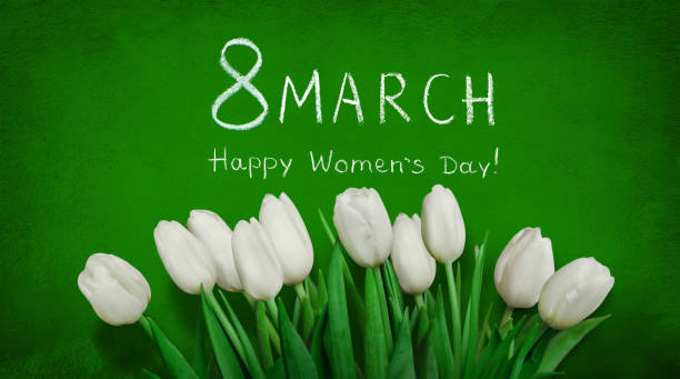 wenskaart 8 maart happy women's day - womens day poster stockfoto's en -beelden