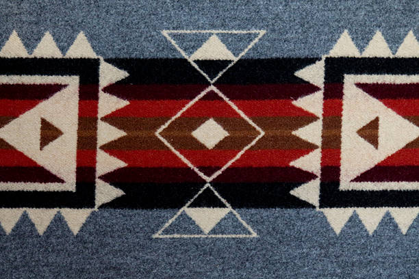 Grey, black and white Navajo blanket with horizontal lines Close up of a pattern on a blanket navajo culture stock pictures, royalty-free photos & images