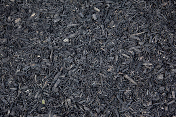 grey much or dirt grey coloured chips or dirt make a natural background mulch stock pictures, royalty-free photos & images