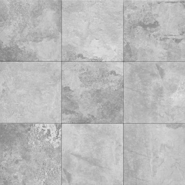 grey stone texture pattern - patchwork tile  /  tiled background - mosaico imagens e fotografias de stock