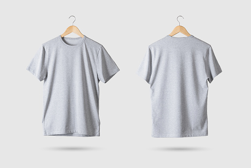 Download Grey Tshirt Mockup On Wooden Hanger Front And Rear Side ...