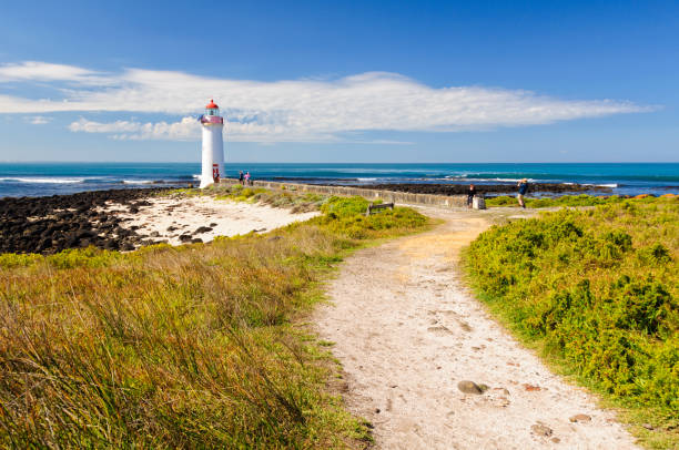 Griffiths Island Lighthouse - Port Fairy stock photo