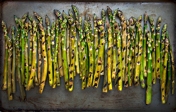 grilled asparagus stock photo
