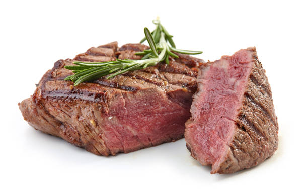 gegrild rundvlees filet steak - biefstuk stockfoto's en -beelden