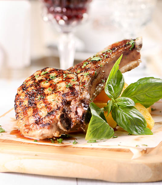 Grilled rack of pork stock photo