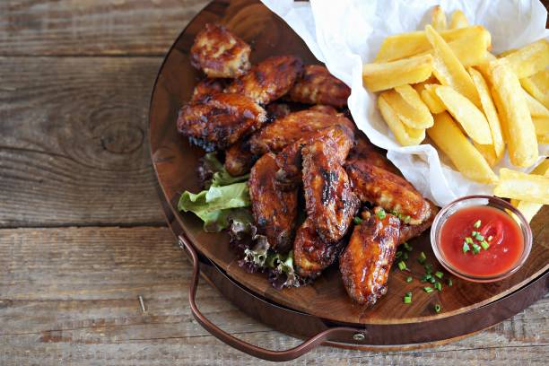 grilled spicy barbecue chicken wings with potato fries picture id1150535358?k=20&m=1150535358&s=612x612&w=0&h=27 - The Tasty Hub