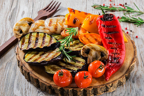 grilled vegetables stock photo