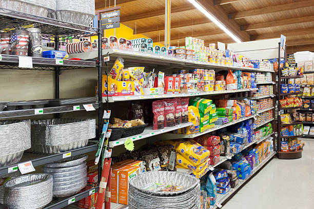 Grocery Store Pet Department Pet supplies section in grocery store dog food stock pictures, royalty-free photos & images