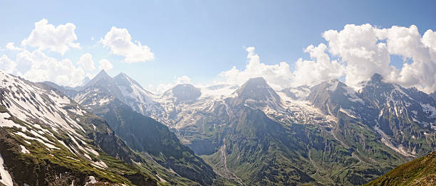 Grossglockner peak Grossglockner peak mountain area. austria. panorama made of 6 seperate images. hohe tauern range stock pictures, royalty-free photos & images