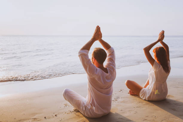Group Meditation, Yoga On The Beach