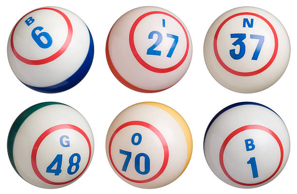 Group of 6 Bingo Balls stock photo