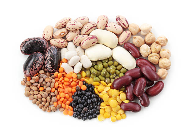 Group of beans and lentils stock photo