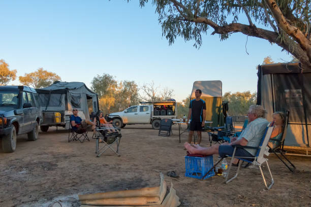 A group of campers at Old Cork in rural Queensland stock photo