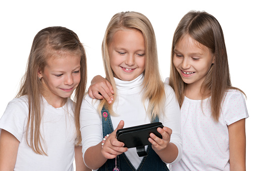 group of girls with a smartphone picture
