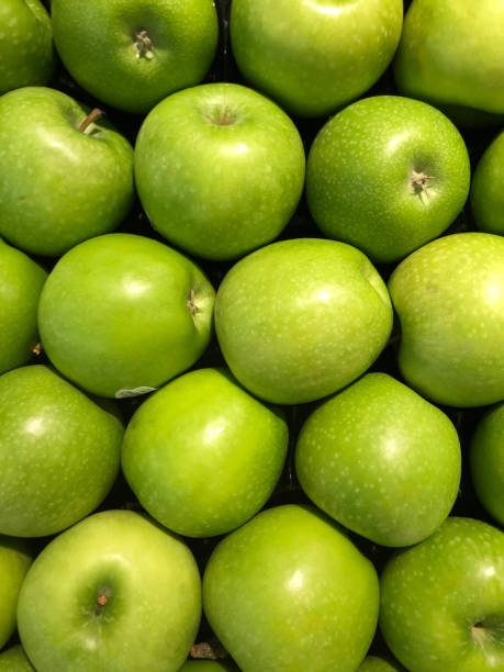 group of green apples stock photo
