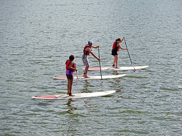 Group of Paddle Boarders stock photo