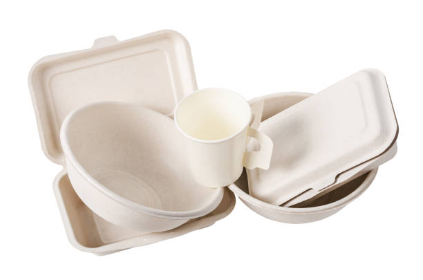 group of product made from bagasse - polystyreen stockfoto's en -beelden
