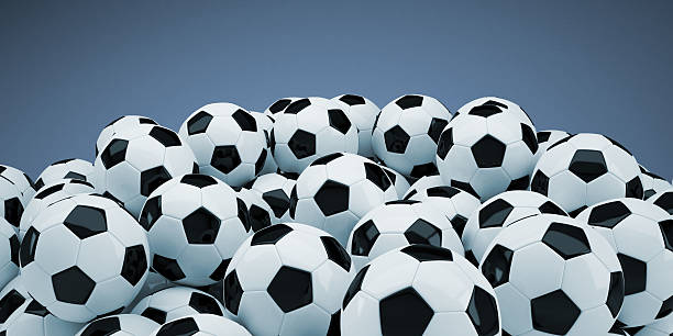 Group of soccer balls stock photo