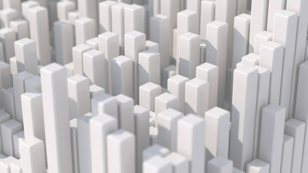 Group of white blocks. Close-up. Abstract illustration, 3d render. stock photo