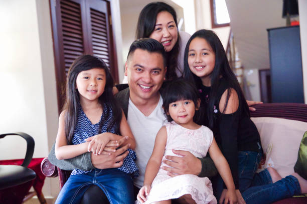 Group portrait of a Malaysian family stock photo