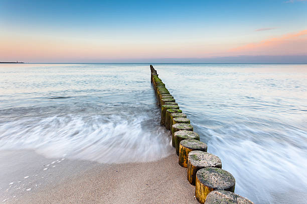 Groynes on the Baltic Sea beach stock photo