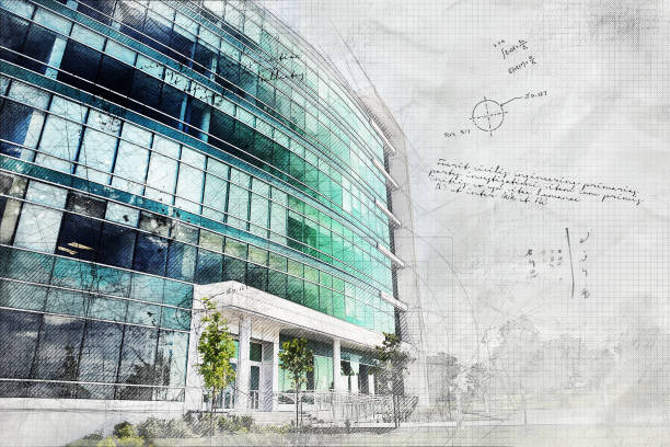 Grunge Office Building Large Office Building with Grunge Artsy Effect buzbuzzer stock pictures, royalty-free photos & images