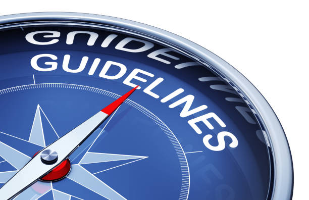 guidelines 3D rendering of a compass with the word guidelines guidance stock pictures, royalty-free photos & images