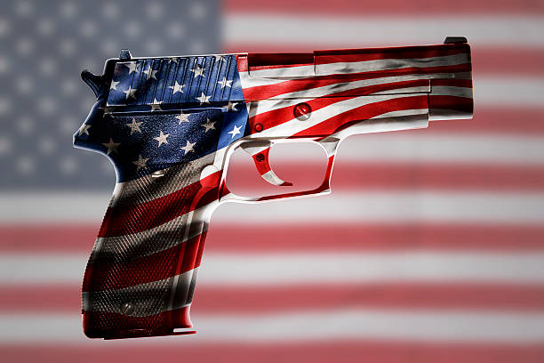 Gun Handgun and American flag composite nra stock pictures, royalty-free photos & images
