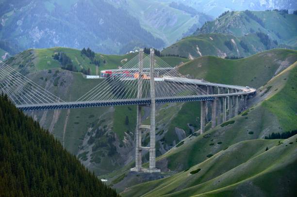 Guozigou Bridge in Yili, Xinjiang province stock photo