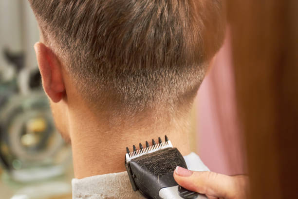 Guy Getting Haircut Back View Stock Photo Download Image Now