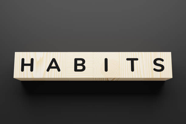 habits are a word on toy blocks. - change habits imagens e fotografias de stock