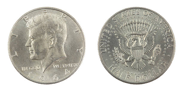 US Half Dollar Isolated US half dollar coin. 1964 stock pictures, royalty-free photos & images