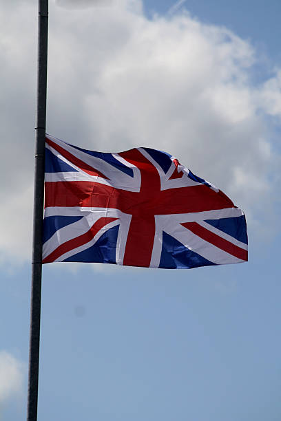 Half Mast The Union Jack at Half Mast London England flag at half staff stock pictures, royalty-free photos & images