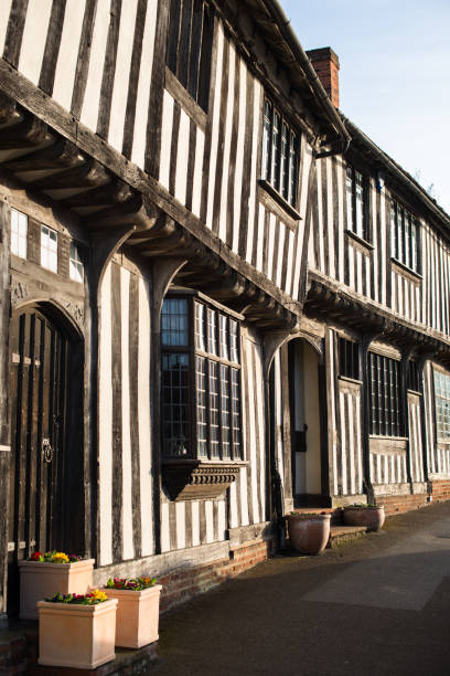 Half-timbered medieval cottages stock photo